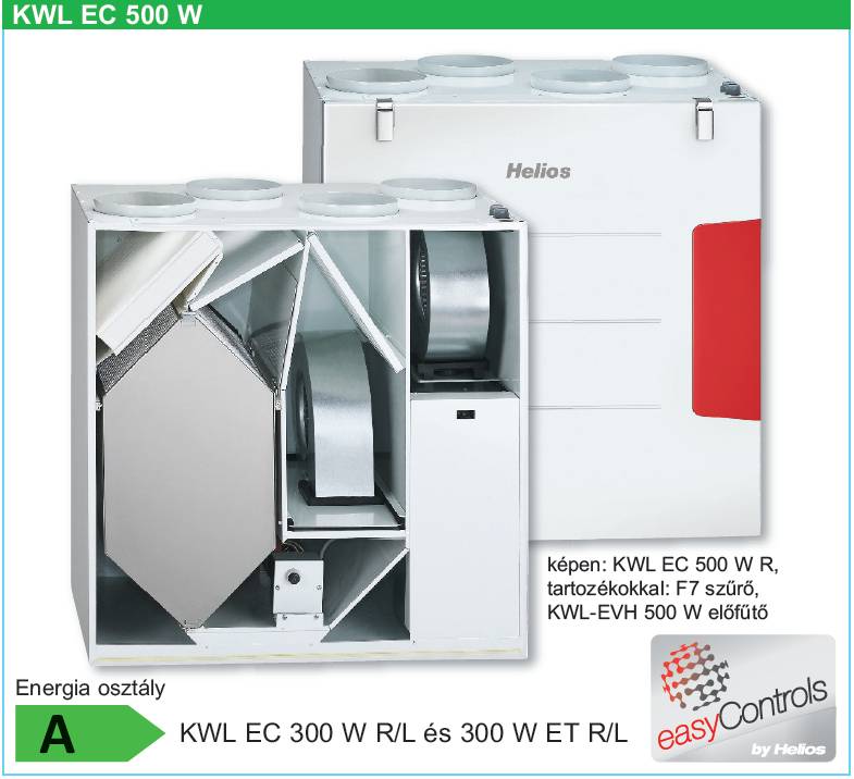 Helios KWL EC 500 W ET R központi szellőztető